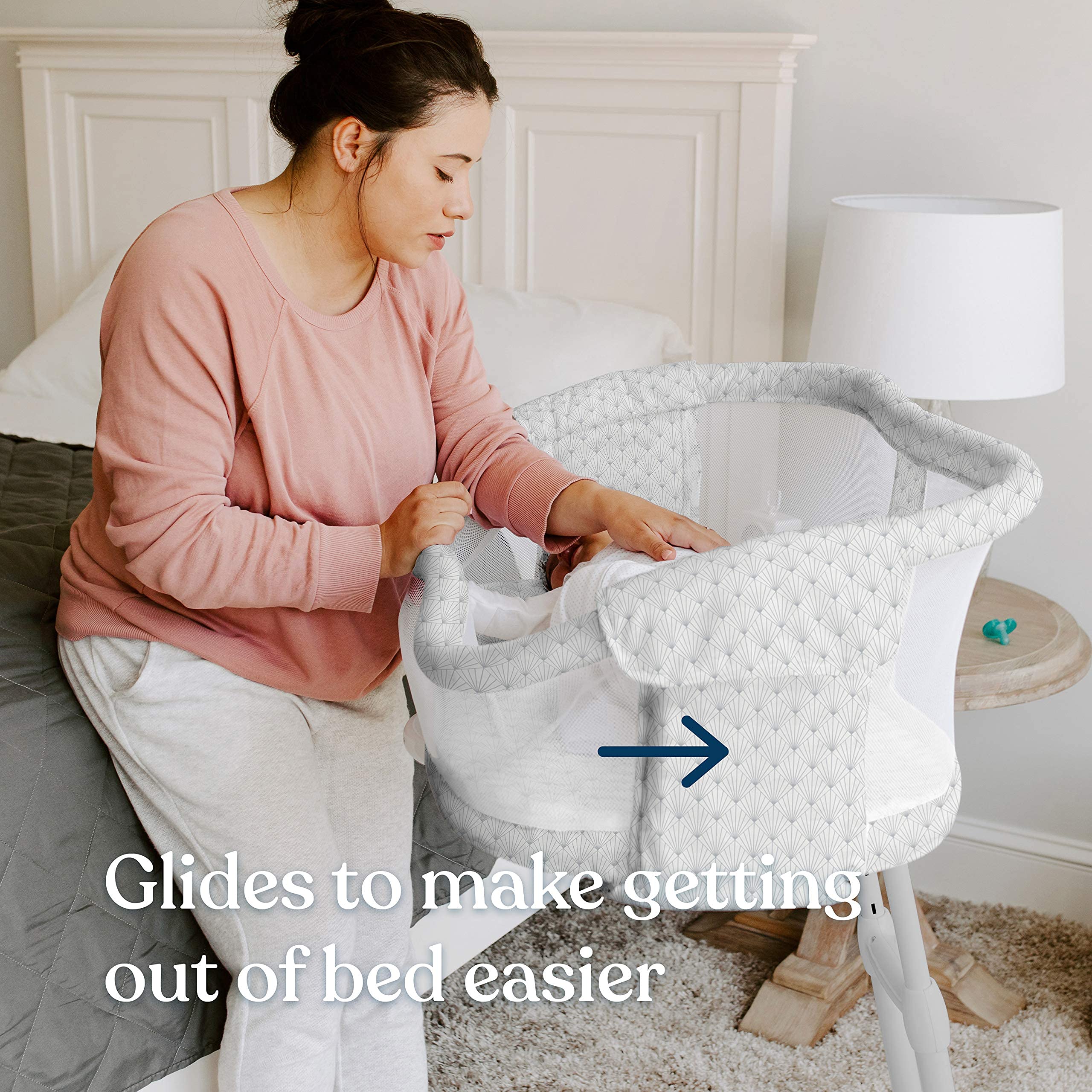 HALO BassiNest Glide Sleeper, Bedside Adjustable, Plume