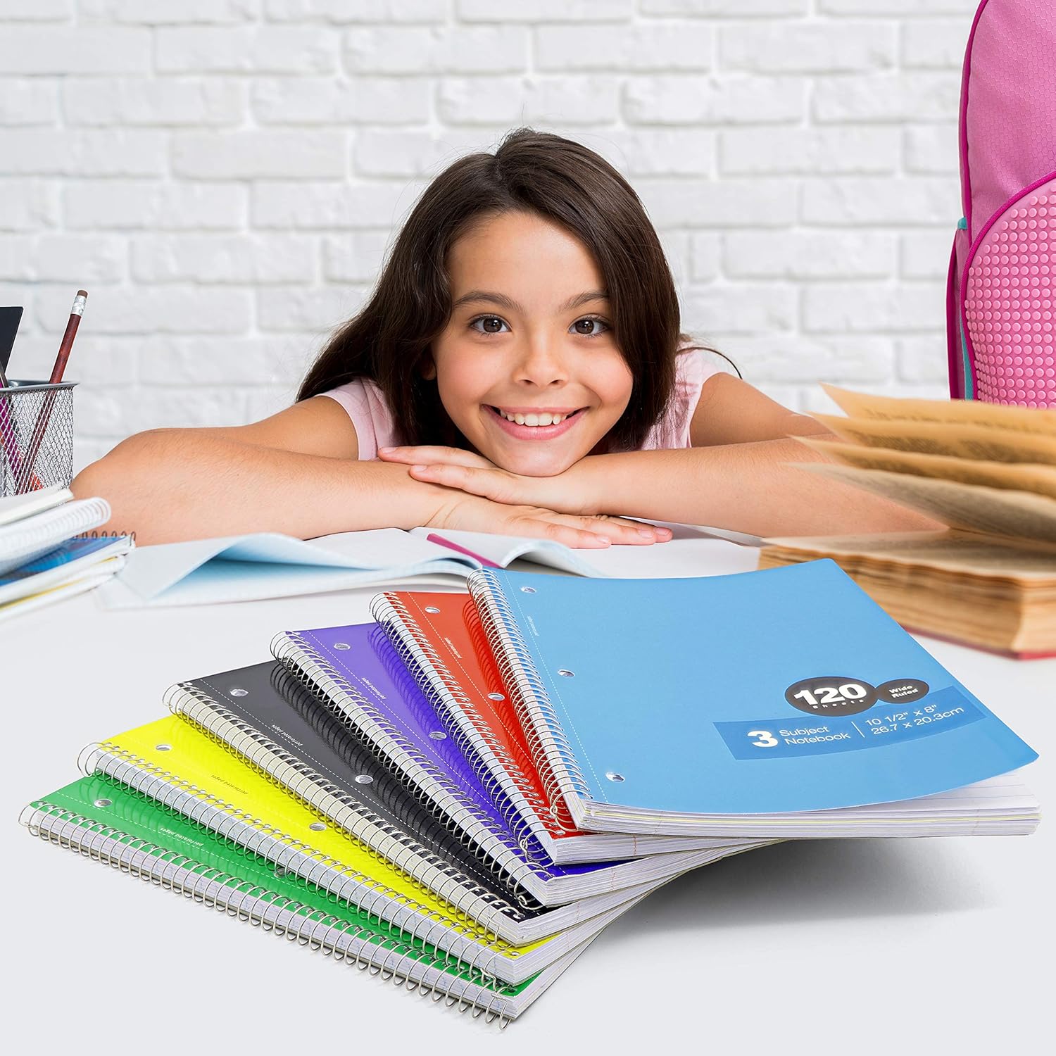 Emraw 3 Subject Spiral Notebooks, Wide Ruled, 120 Sheets White Paper Ideal for Class Assignments, Homework, Planning and General Notes (Pack of12): Office Products