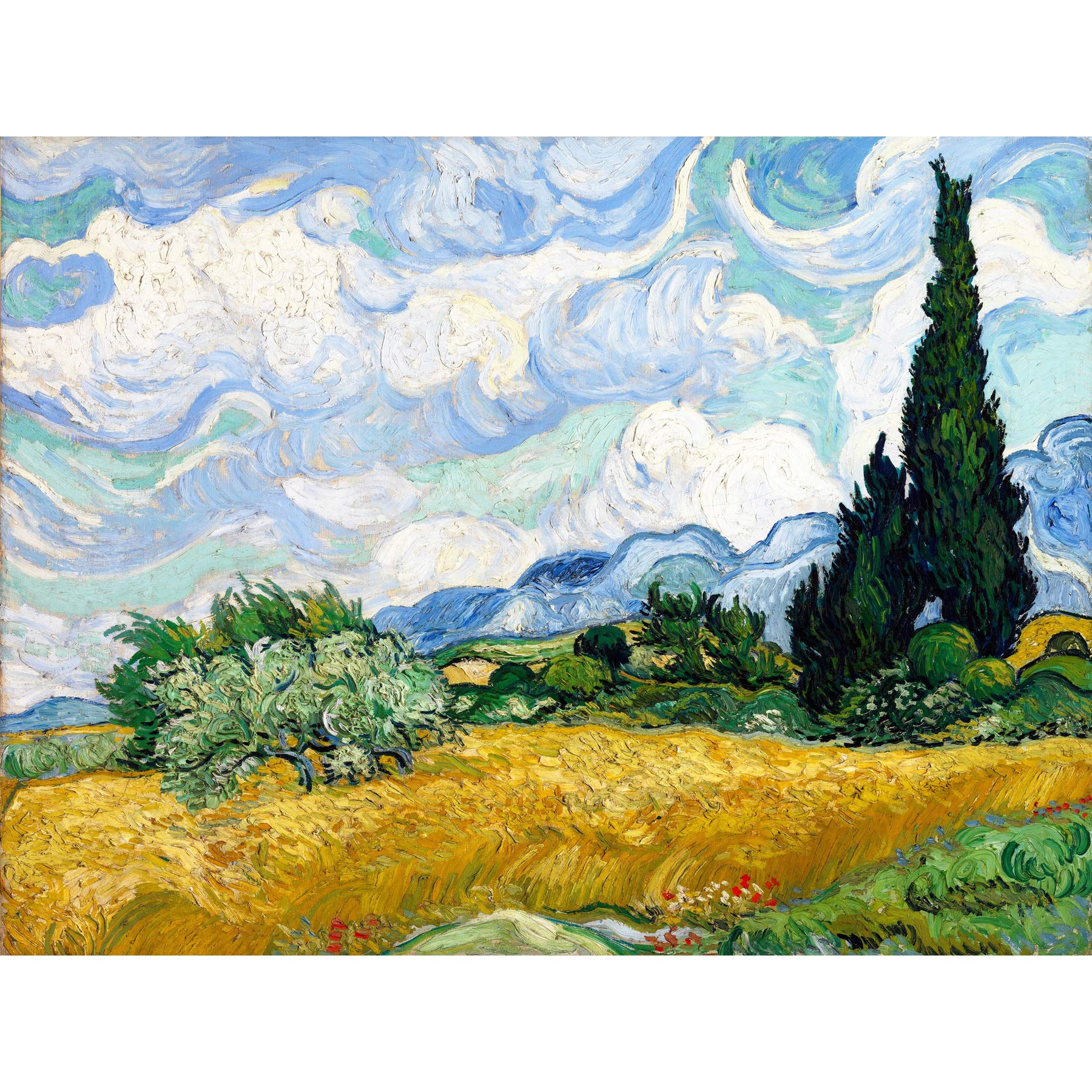 Vincent Van Gogh Wheat Field With Cypresses Extra Large Wall Art Print Premium Canvas Mural