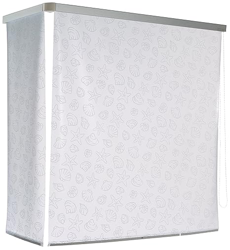 ECO-DuR 4024879003371 Kassetten ECK Duschrollo 137 x 62 cm silber - Muschel weiß