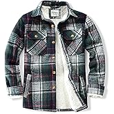 WINDFIT Men's Cotton Sherpa Lined Button Down Flannel Shirt Jacket Plaid Soft Outdoor Flannel Jacket Shirt