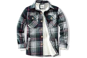 WINDFIT Men's Cotton Sherpa Lined Button Down Flannel Shirt Jacket Plaid Soft Outdoor Flannel Jacket Shirt