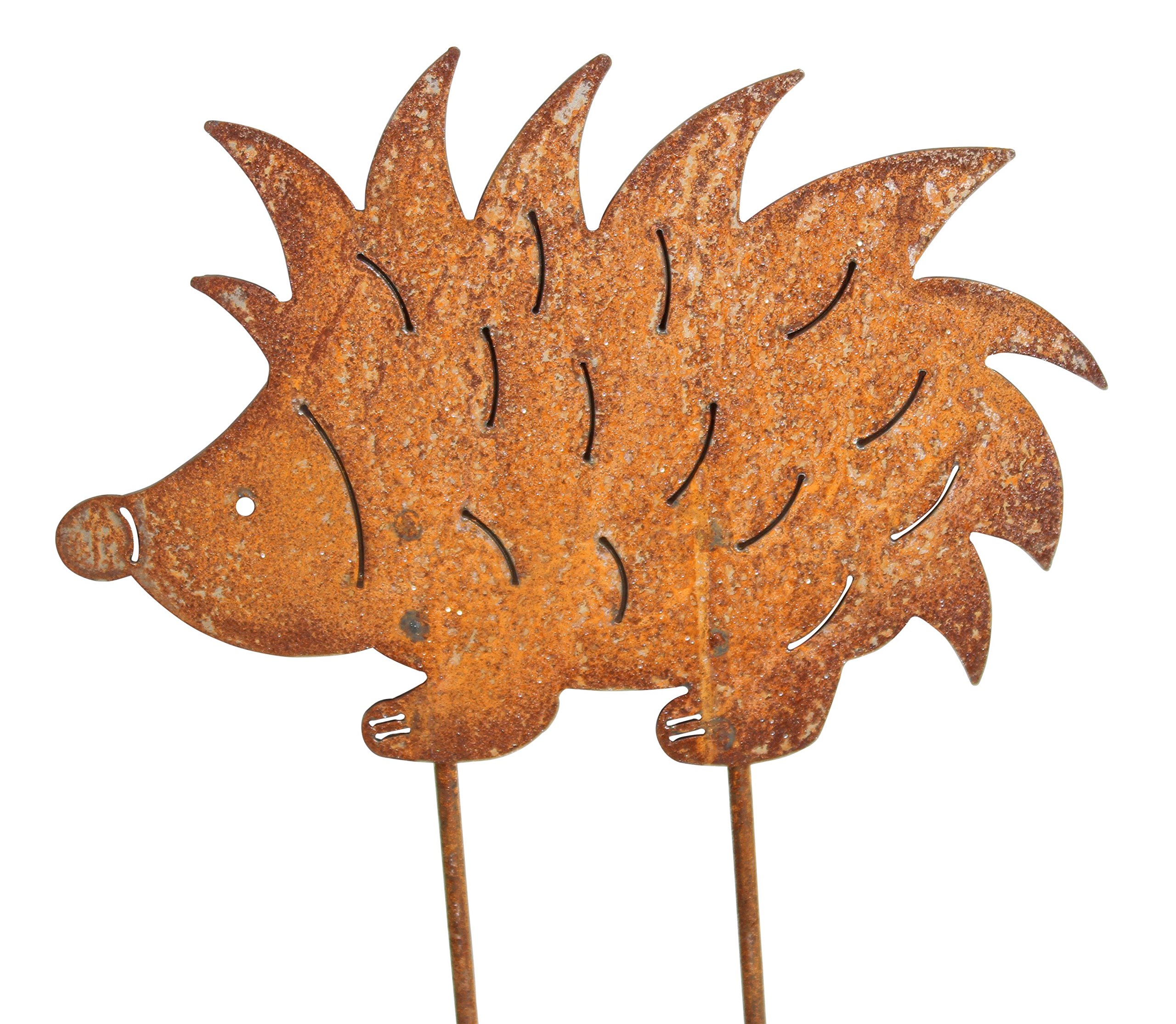 Vosteen Hedgehog Garden Stake 25 cm x 18 cm Metal Rust Garden Decoration Patina