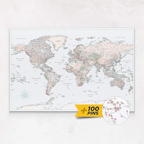 Carte Du Monde Avec Punaises Deco Murale Avec 100 Punaises