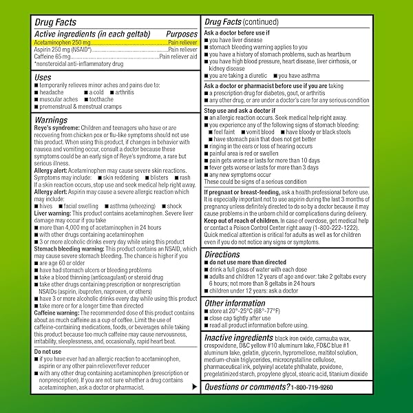 AMAZON BASIC CARE HEADACHE RELIEF GELTABS, 80 COUNT
