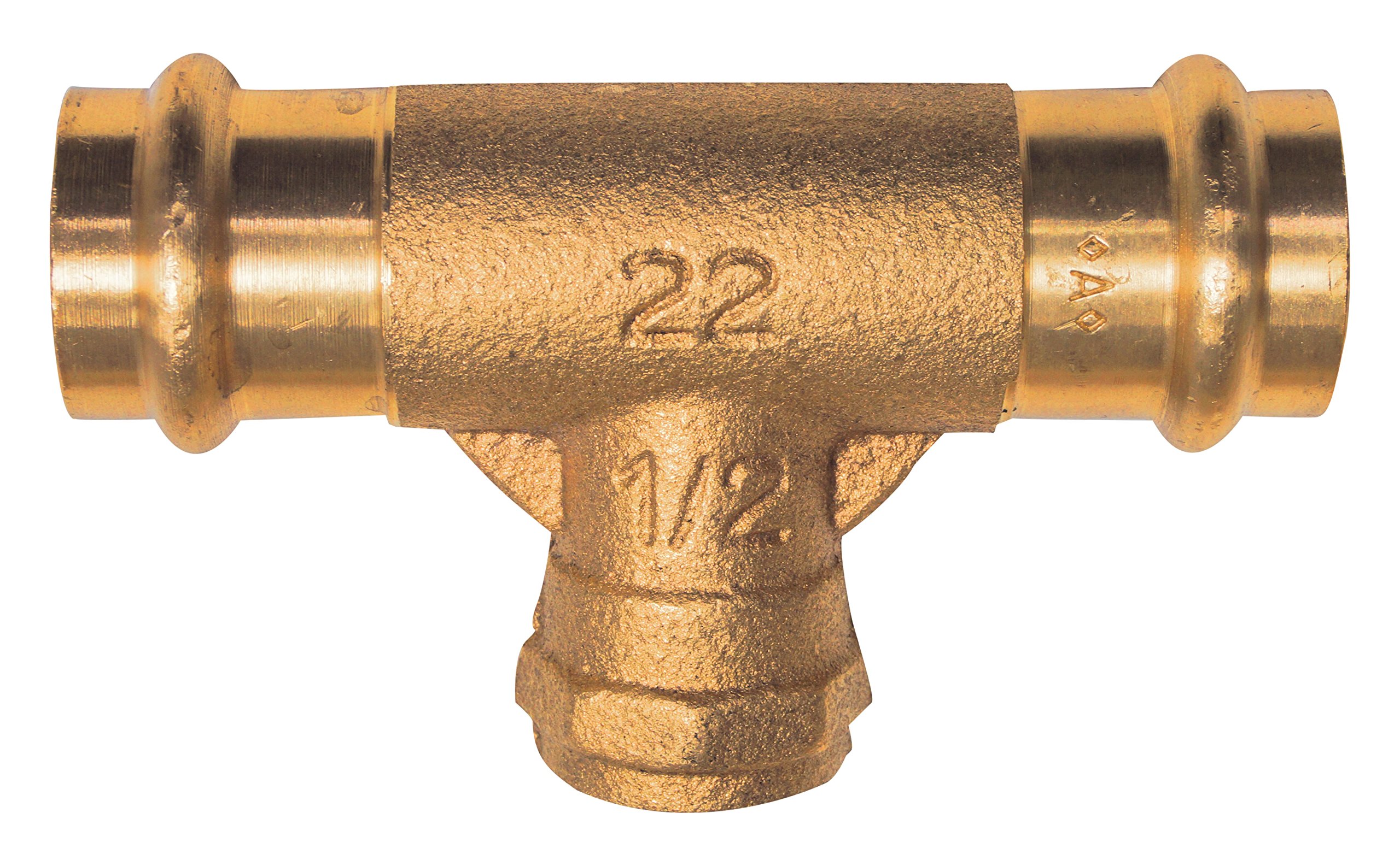 Cornat Press Tee with 2 Sockets A 22 mm W 1/2 Inch Internal Thread Set of 1, Rotguss, T65312212B