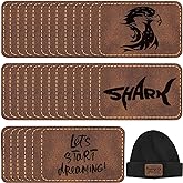 50 Pack Blank Leatherette Hat Patch with Adhesive, Rectangle Laserable Leatherette Patch, Faux Leather Patches for Hats Custom Fabric Repair Sew Laser Supplies (Chestnut, 3 x 2 Inches)