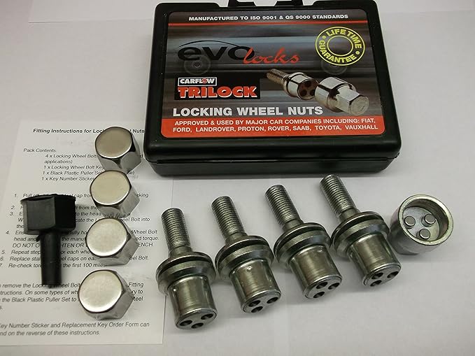 Carflow Trilock Locking Wheel Bolt Set with Chrome Covers (067/OFG