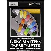 Jack Richeson Grey Matters Paper Palette (50 Sheets), 9" x 12" Paper for Paint Mixing