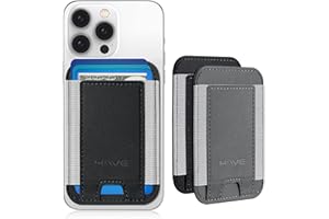 HIWE 2 Pack Phone Card Holder, Premium Leather Phone Wallet Stick On, Strong Adhesive Cell Phone Pocket Credit Card Holder for Back of Phone Compatible with iPhone, Samsung & Most Smartphones, Fit 7 Cards