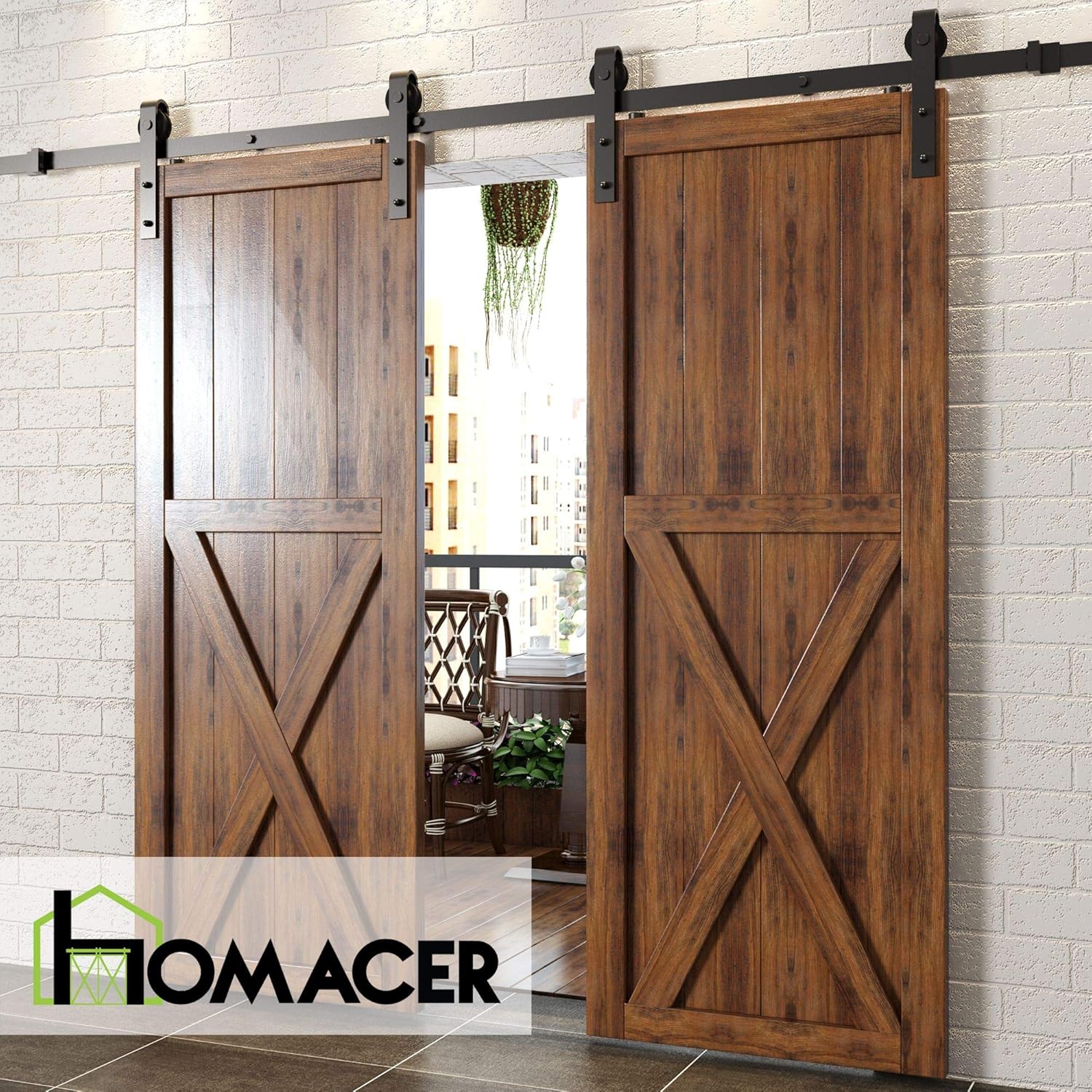 15ft Flat Track Classic Design Roller Black Rustic Heavy Duty Interior Exterior Use Homacer Sliding Barn