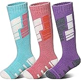 SeeyAN Kids Merino Wool Ski Socks Boys Girls Thermal Warm Boot Thick Winter 3 Pairs Cozy Socks For Skiing & Snowboarding