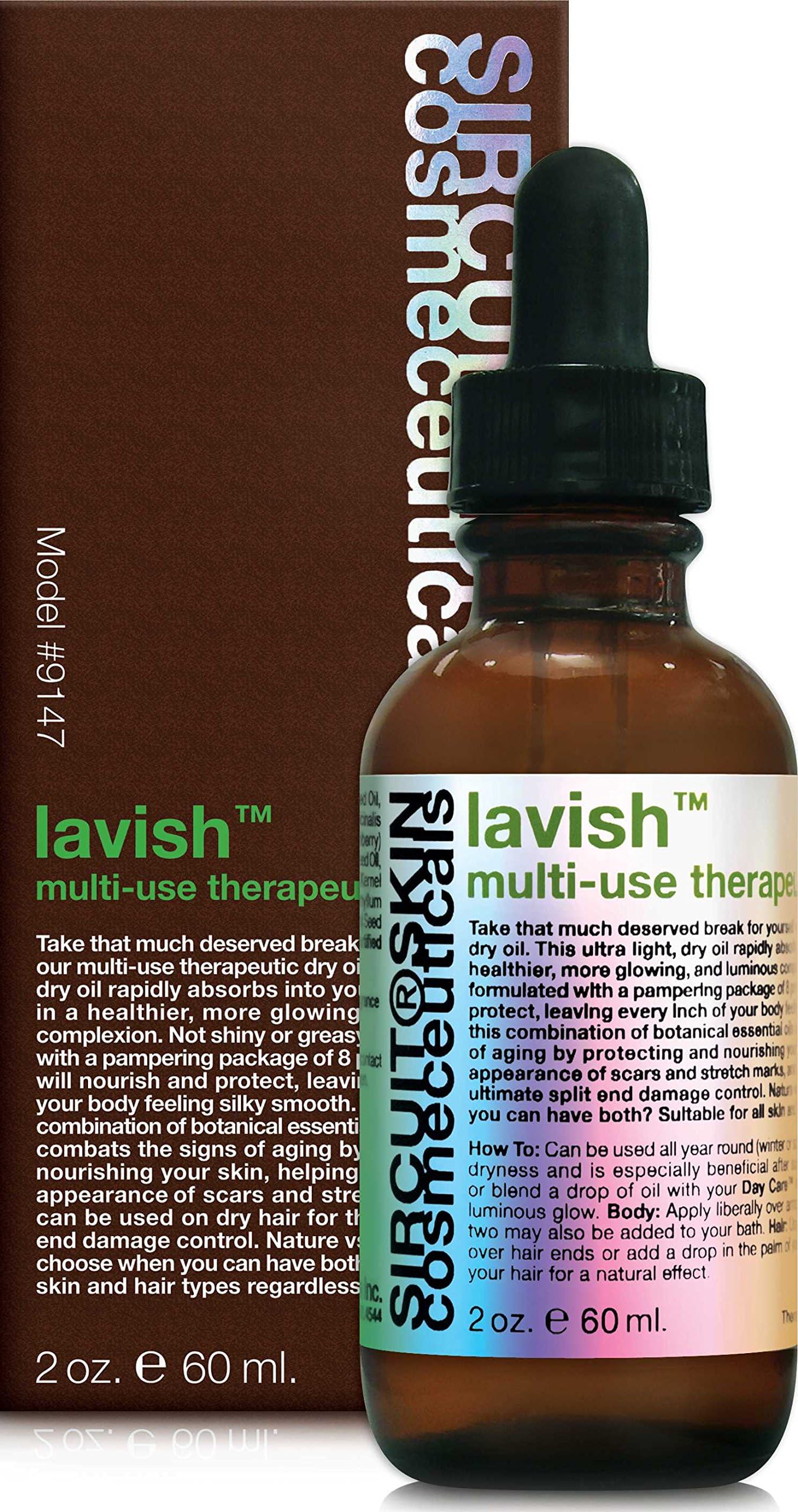 Sircuit Skin LAVISH Multi-Use Therapeutic Dry Oil - Multi-Purpose Face and Body Oil with Neem Leaf Extract and Botanical Essential Oils - Daily Skin Care Supports Luminous Skin (2 oz)