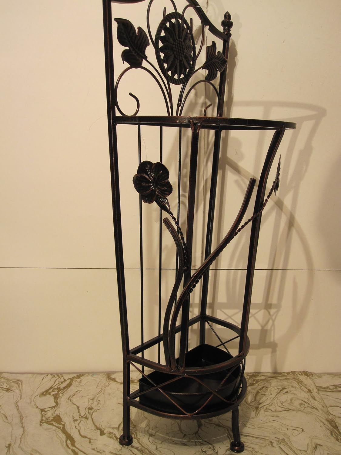 indoor umbrella holders on Home Kitchen Brown Metal Wrought Iron Umbrella Holder Stand Home Decor Accents