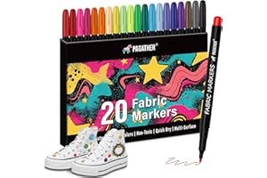 PAGATHER Fabric Markers Permanent for Clothes, 20 Colors Fine Tips Paint Pens for Clothing Canvas Tote Bags T-Shirt and Shoes, Non Toxic Ink for Kids and Adults