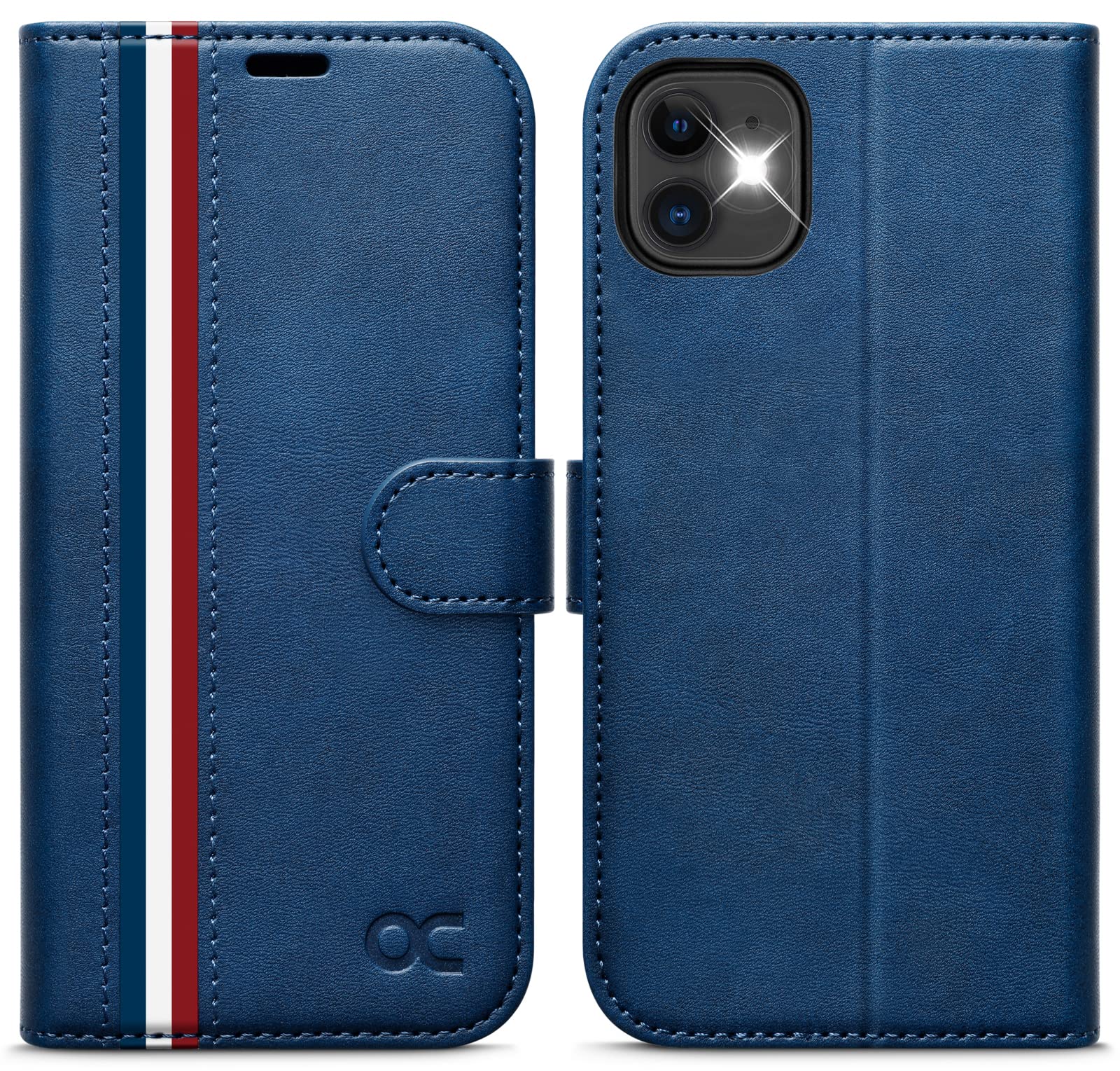 OCASE for iPhone 11 Case, Premium PU Leather iPhone 11 Phone case [TPU Inner Shell][Kickstand][Card Holder] Flip Wallet Phone Cover - For the 6.1 inch iPhone 11,Stylish Blue — image 1