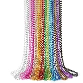 EOBOH 15PCS Mardi Gras Beads, Metallic 15 Kinds Beads Necklace Party Favors, 33" Colorful Mardi Gras Necklace Accessories Bulk, Festival Parade Throw Decorations for Wedding Birthday Celebrations