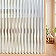 Coavas Reeded Glass Window Privacy Film, 3D Decorative Frosted Window Clings for Bathroom & Home, Day and Night Privacy, Peel & Stick Adhesive Film, (17.5x78.7 inch)