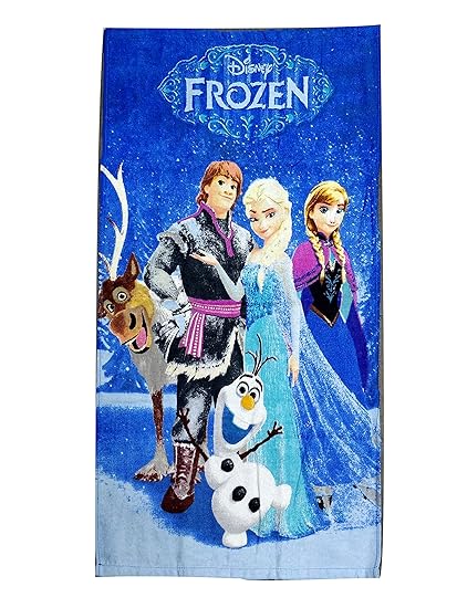 Sassoon Disney World Frozen Printed Fancy and Durable Cotton Towel (48 X 86 cm, Blue)