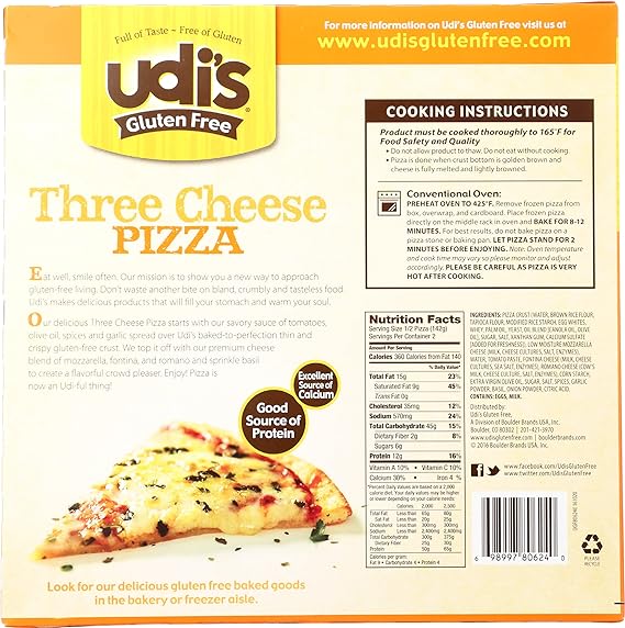 Udi S Frozen Gluten Free Pizza Three Cheese 10 Oz Frozen Amazon Com Grocery Gourmet Food