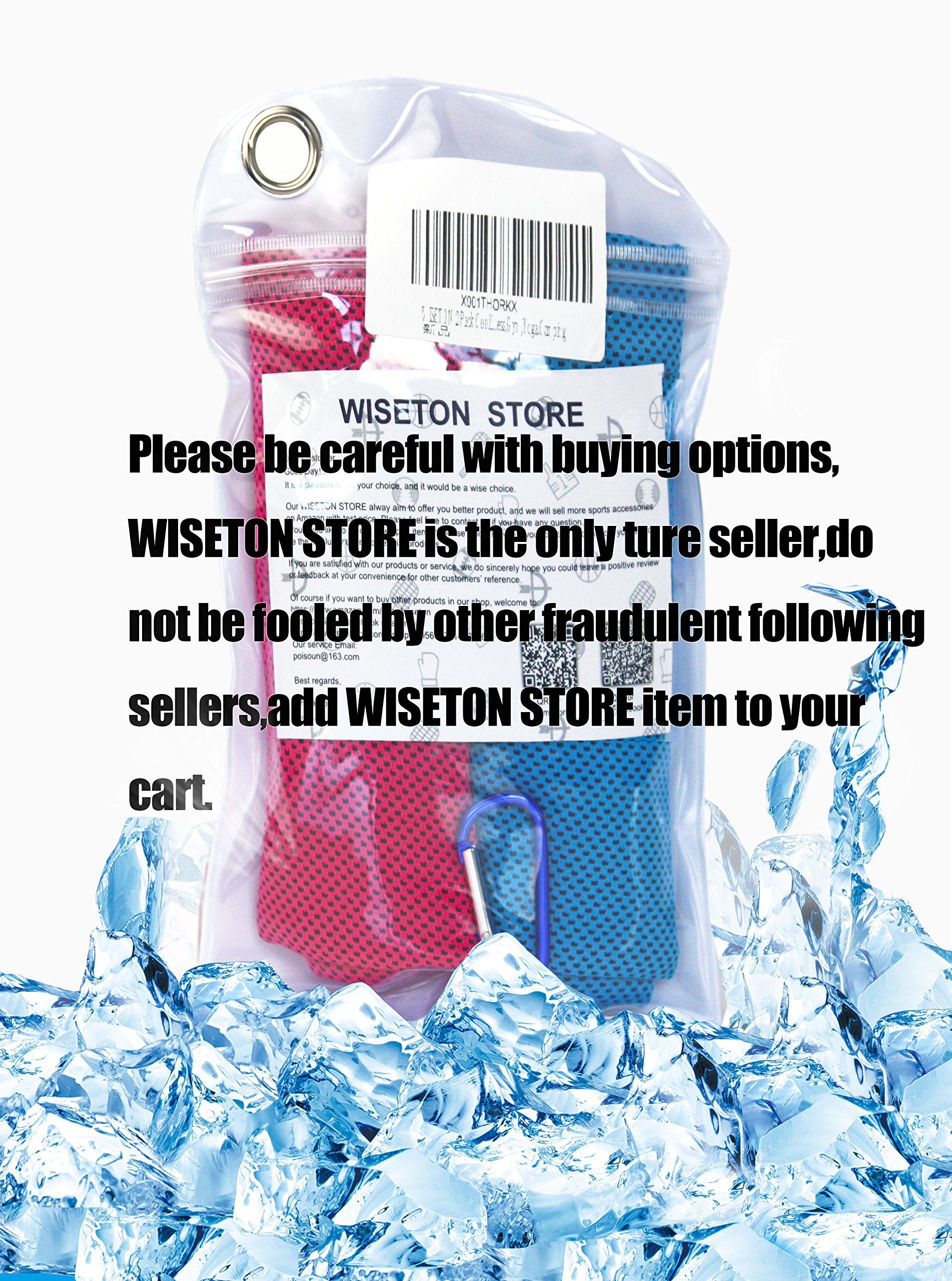 WISETON Cooling Towels,Sports Cooling Towels for Men Women, Instant Relief Breathable Mesh Towels for Golf,Work Out,Fitness,Gym,Yoga,-Set of 2 with a Waterproof Bag and Carabiner