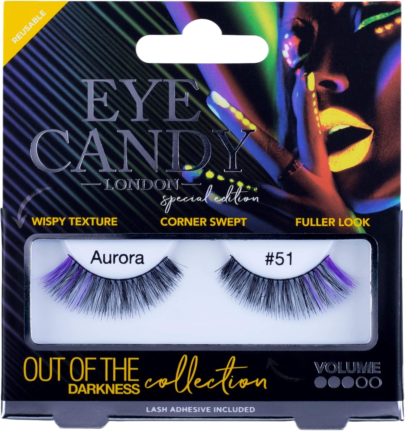 Eye Candy False Eyelashes Out of Darkness - Aurora, Black, 1.0 count, 1 pair (Pack of 1)