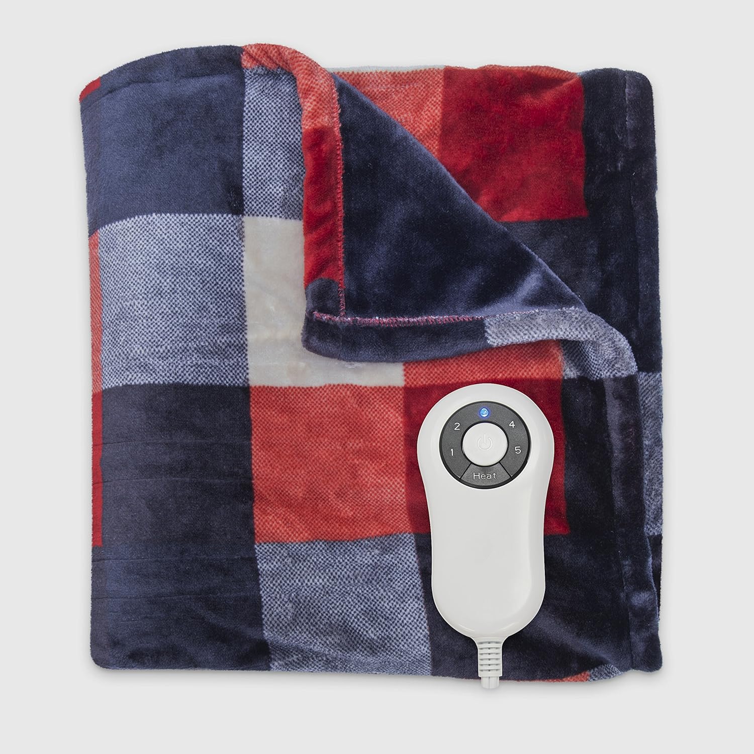 Serta Heated Electric Silky Plush Printed throw with 5 setting controller Buffalo Check/Red Model 0917: Home & Kitchen