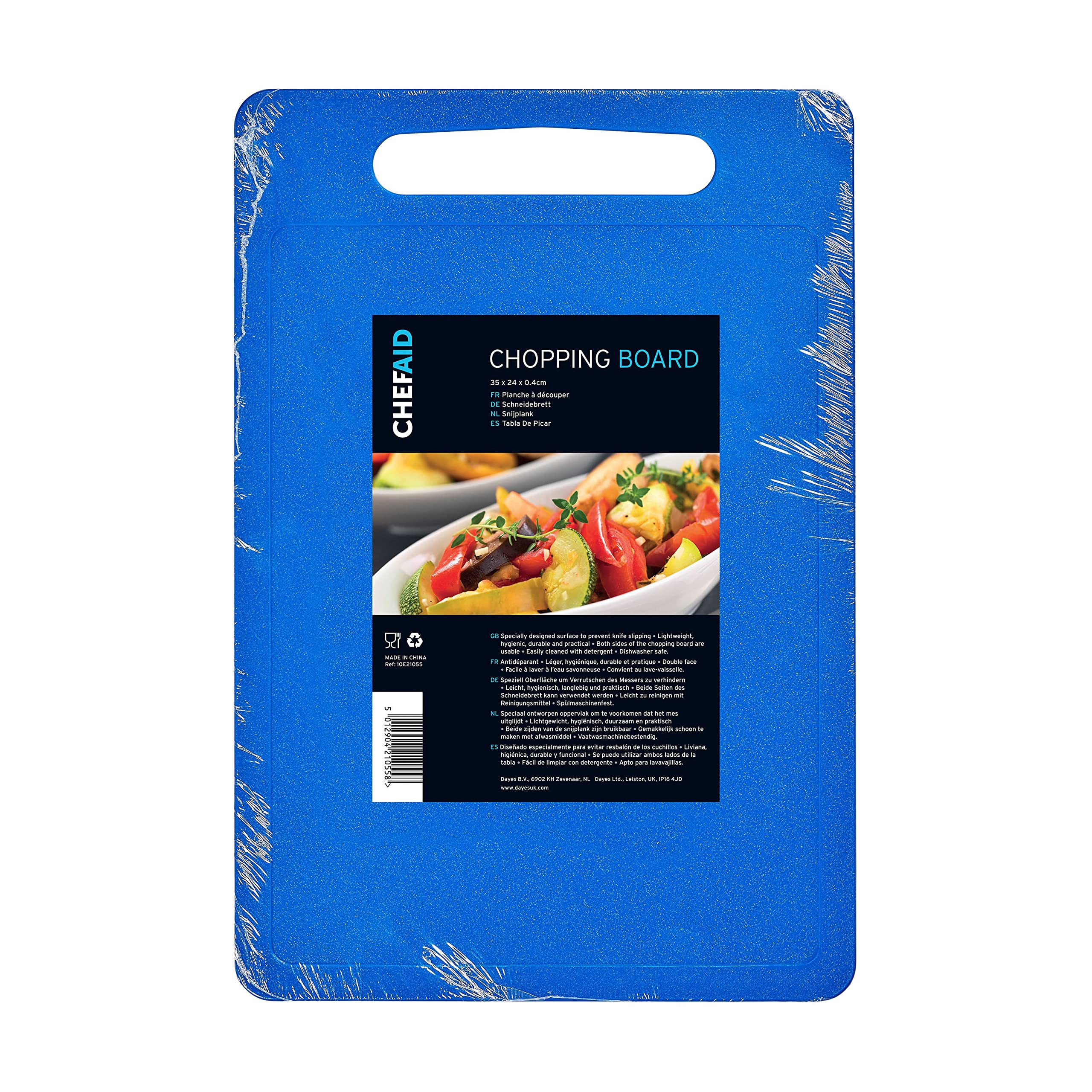 Chef Aid Blue Poly Chopping Board, Multipurpose Anti-Slip Surface, Easy Clean and Dishwasher Safe with Handle, 35 x 25cm, Other Colour Options Available — image 1