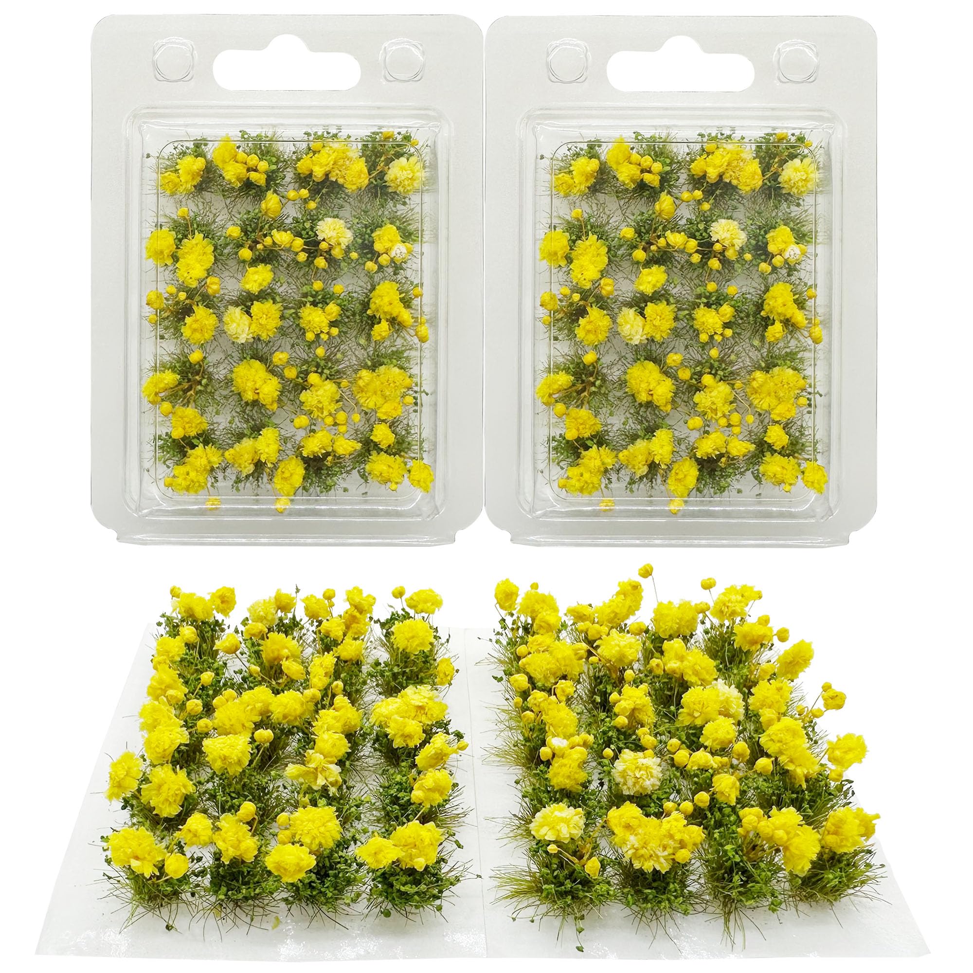 Woohome Flower Cluster Flower Vegetation Groups Grass Tufts Miniature Static Scenery for DIY Architecture Building Model Railway Train Diorama Garden Scenery Landscape Layout (Moon Flower, Yellow) β image 1