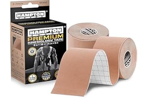 Hampton Adams | As Seen on Shark Tank | Elastic Kinesiology Tape (2-Pack) | Uncut Athletic Tape Supports & Protects Muscles Knees Shoulders & Plantar Fasciitis | Waterproof Hypoallergenic (Beige)