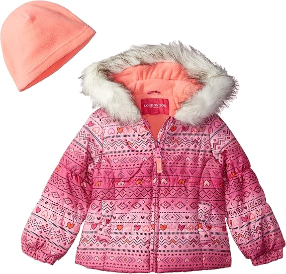 london fog faux fur hooded down puffer coat