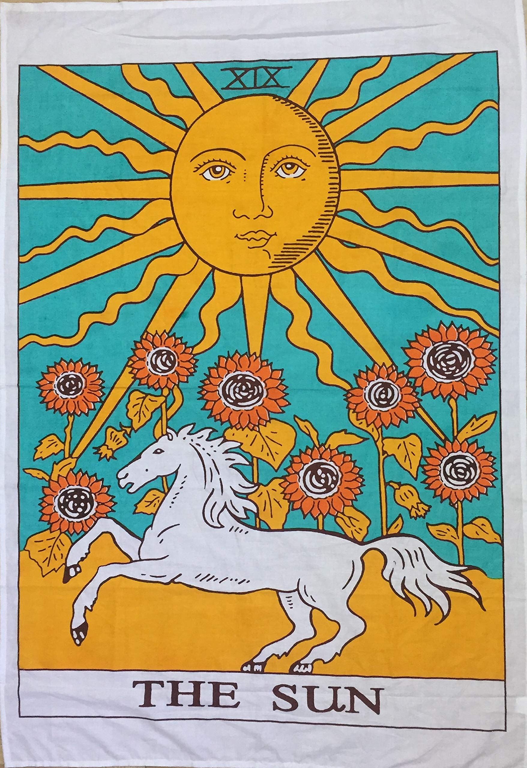Indian Consigners Tarot Card Wall Tapestry, Decorative Hanging Art (The Sun Color)