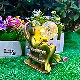 Jy.Cozy Garden Solar Frog Statue with Glowing Bubble Resin Figurine Outdoor Light Decor Hand-Painted Whimsy for Yard Patio Porch Fairy Decoration Housewarming Unique Gifti for Women