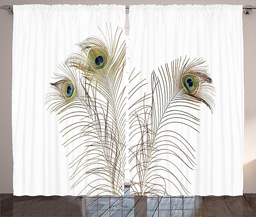 Amazon Com Ambesonne Peacock Decor Curtains Peacock Feathers