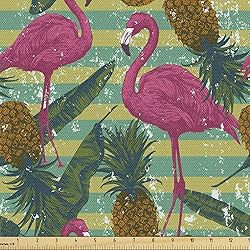 Ambesonne Flamingo Fabric by The Yard, Tropical