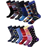 Marino Men's Dress Socks - Colorful Funky Socks for Men - Cotton Fashion Patterned Socks - 12 Pack