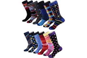 MARINO AVENUE Marino Men's Dress Socks - Colorful Funky Socks for Men - Cotton Fashion Patterned Socks - 12 Pack