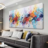 Suconvng Abstract Wall Art For Living Room Colorful Musical Note Canvas Art Wall Decor Large Wall Art Print Abstract Art Painting Print For Home Bedroom Decor Hotel Artwork 29 X 58 Inch