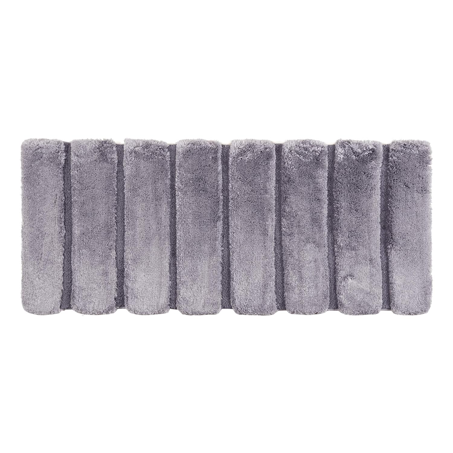 Madison Park Tufted Pearl Channel Washable Bath Mat, Casual Solid Mildew Resistant Shower Mat, 24" W X 60" L, Grey