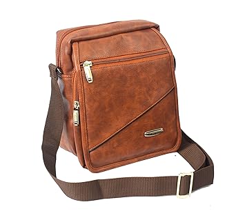 AYS Faux Leather Small Messenger Shoulder Sling Bag (Brown)