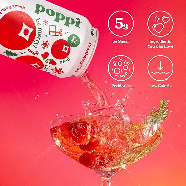 POPPI CRANBERRY FIZZ PREBIOTIC SODA, 12 FL OZ