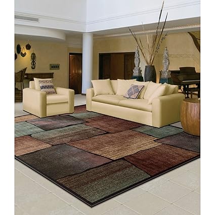 Amazon Com Earthy Geometric Squares Design Area Rug