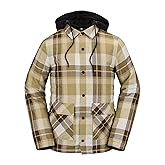 Volcom mens Field Insulated Flannel Hooded Snowboard Shirt Jacket