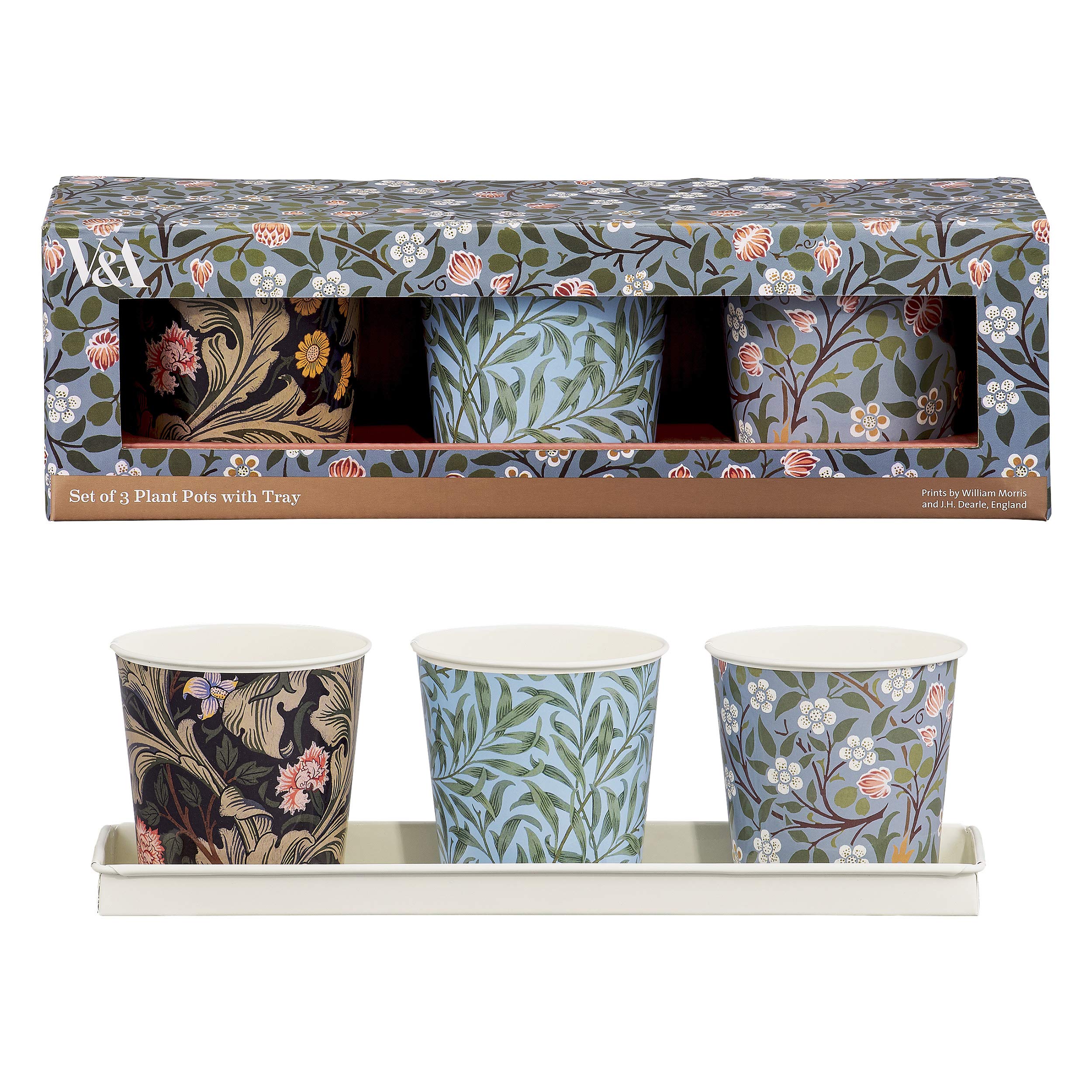 V&A Set of 3 Plant Pots with Tray