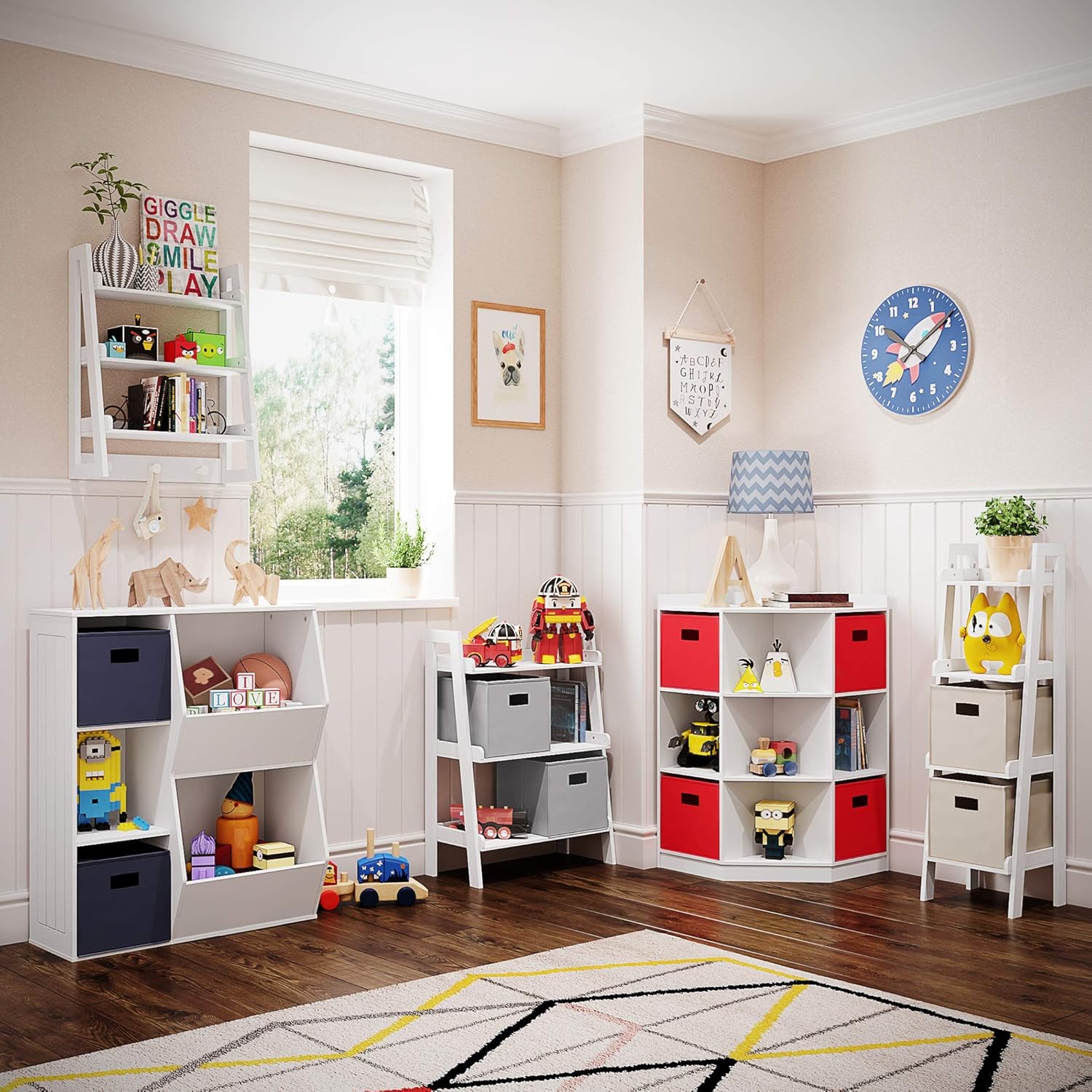 RiverRidge 3-Tier Ladder Shelf for Kids, White: Home & Kitchen