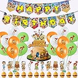 32 Pcs Flintstones Theme Birthday Party Decorations,Party Supply Set for Kids with 1 Happy Birthday Banner Garland , 13 Cupca