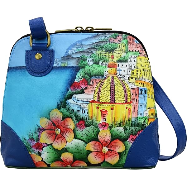 Anna By Anuschka Women's Hand-Painted Leather Medium Tote - Original Elephant Design, Turn Lock Closure