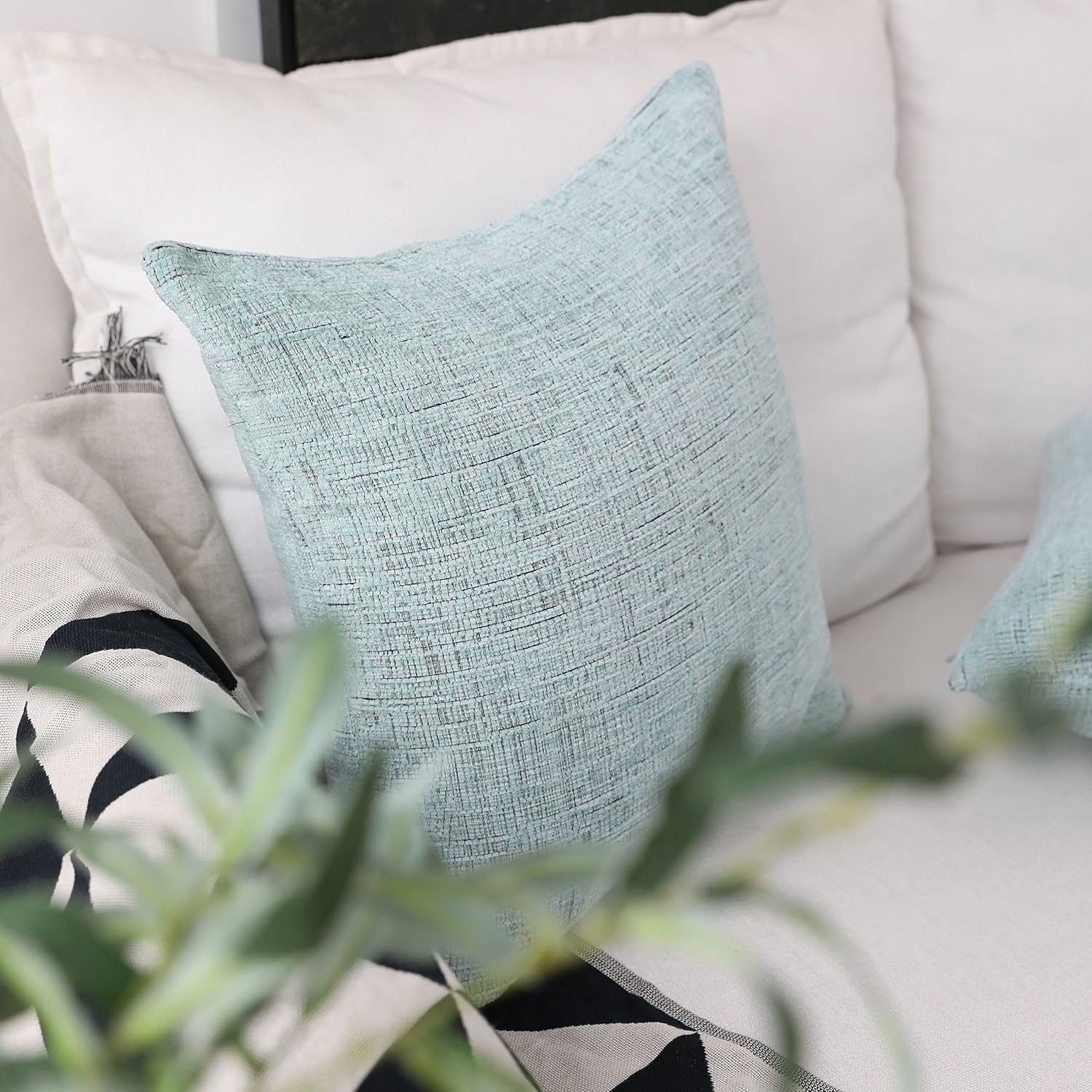 Home Brilliant Decorative Pillow Covers for Couch Throw Pillow Covers Sofa Bench, 2 Packs, 18x18 inches, Teal: Home & Kitchen