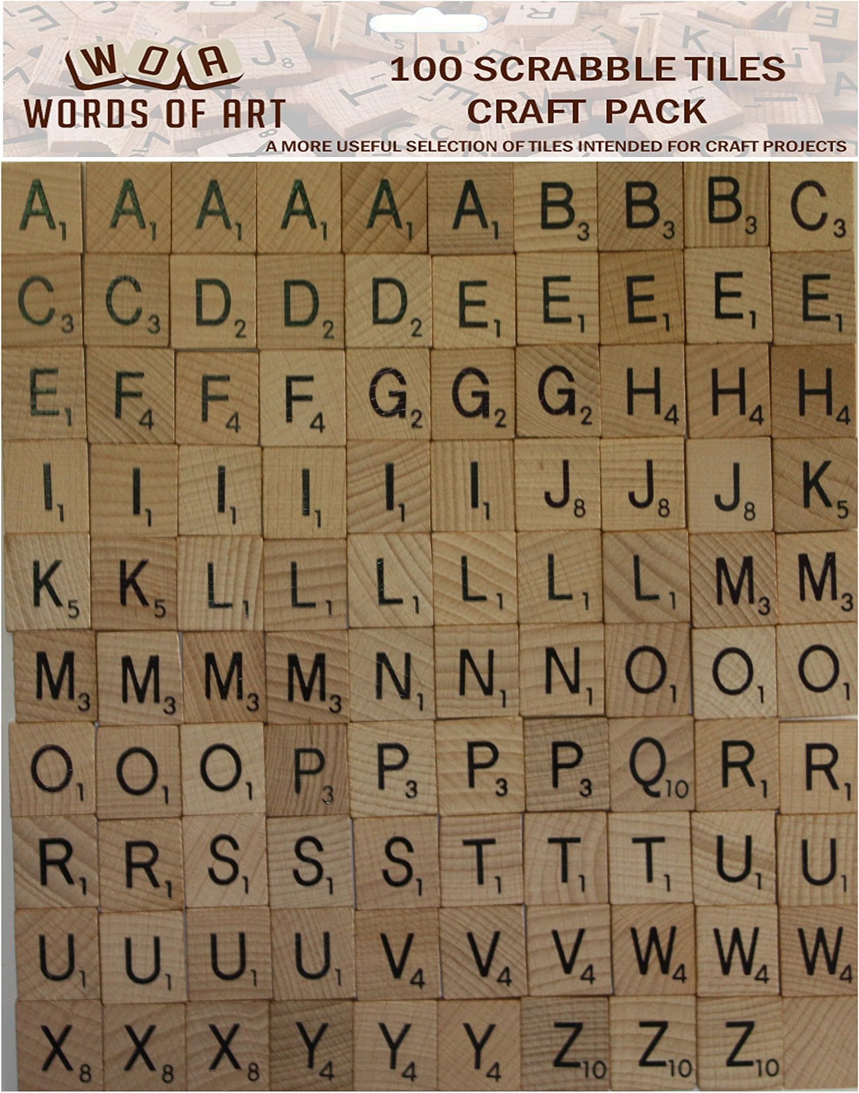 Wooden Scrabble Tiles - Set of 150 Tiles for Crafting (More useful letter selection)