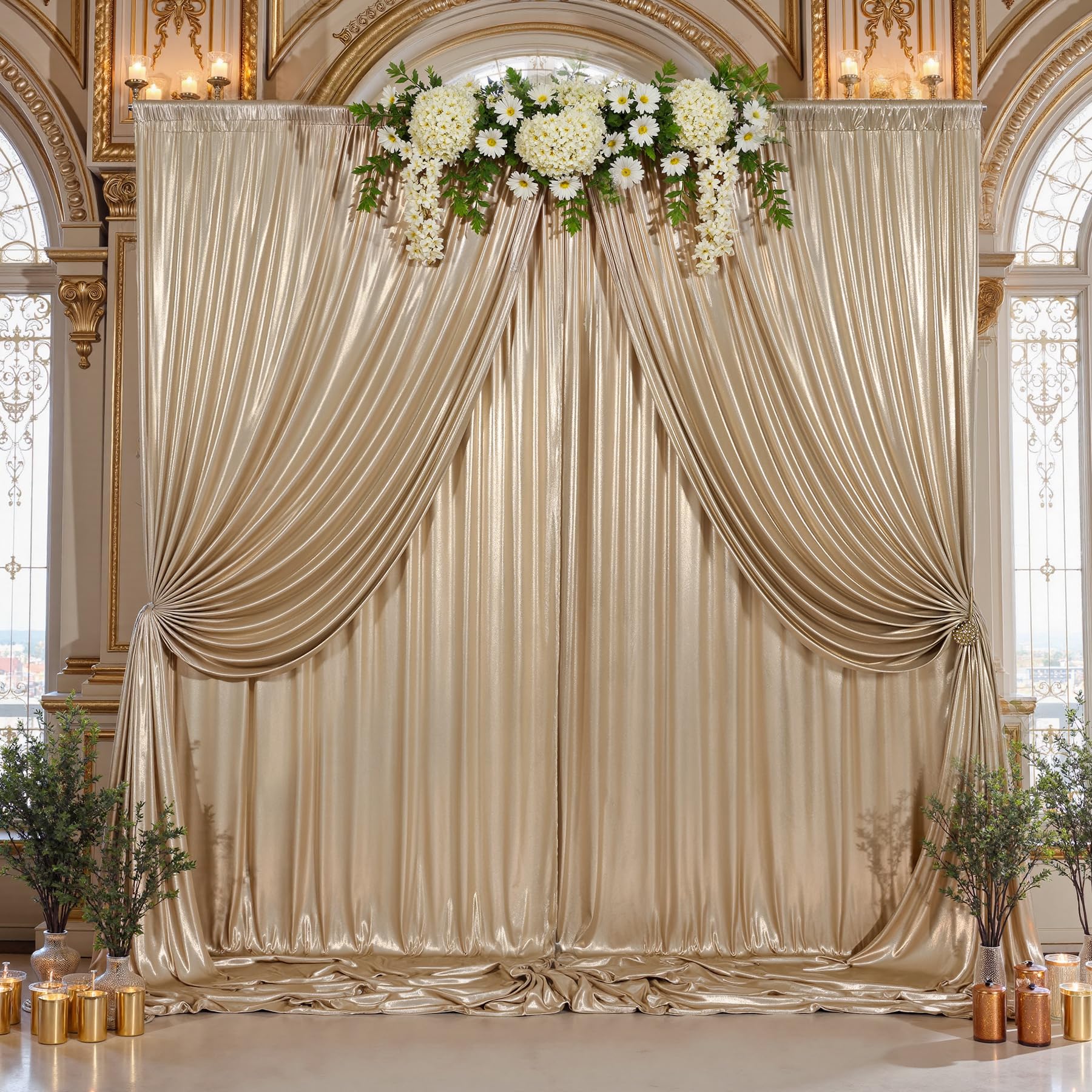 20x10ft Thick Champagne Glitter Backdrop Curtain